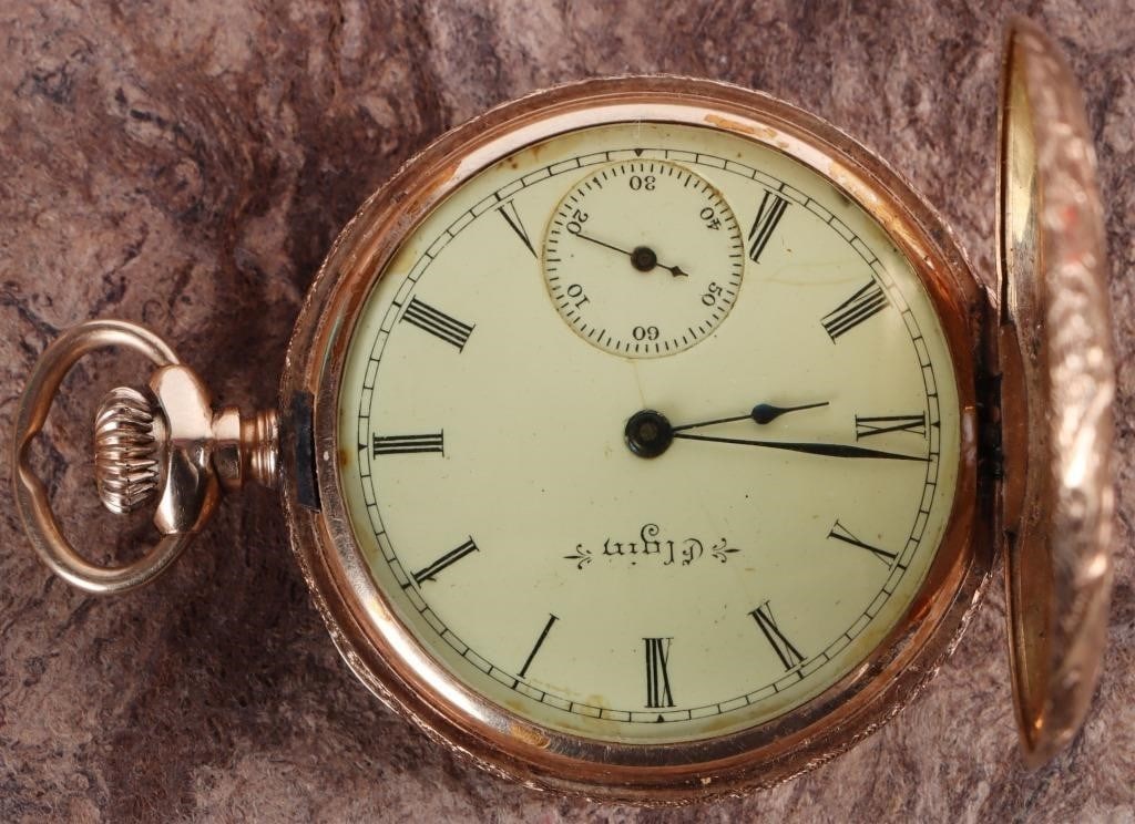 14K YELLOW GOLD ANTIQUE ELGIN HUNTER POCKETWATCH (1 of 4)