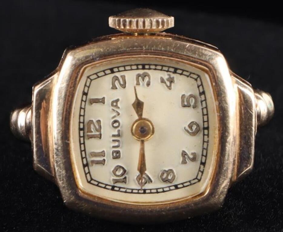 14K YELLOW GOLD BULOVA WATCH RING 17 JEWELS WORKS (1 of 3)