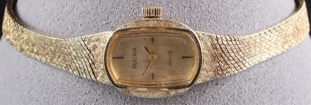 GORGEOUS 14K YELLOW GOLD BULOVA LADIES WRISTWATCH (1 of 4)