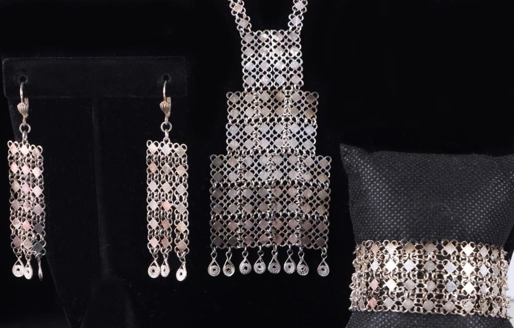 STERLING SILVER ORIENTAL CHAIN FILIGREE SET (3) (1 of 5)