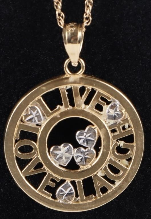 14K YELLOW GOLD LADIES NECKLACE LIVE LAUGH LOVE (1 of 3)