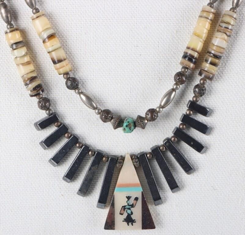 ZUNI SOUTHWEST STERLING SILVER BEADED NECKLACE (1 of 3)