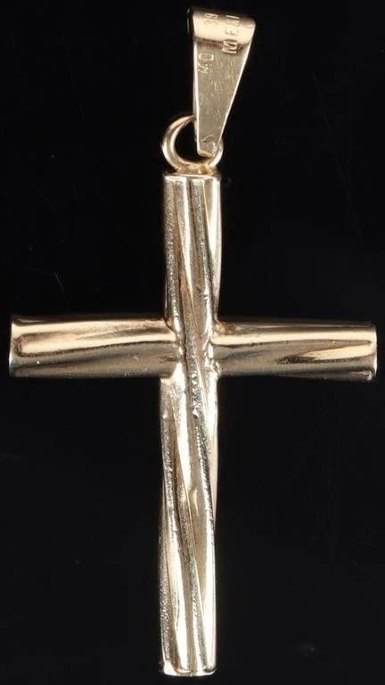 10K YELLOW GOLD CROSS PENDANT SPIRAL DESIGN (1 of 3)
