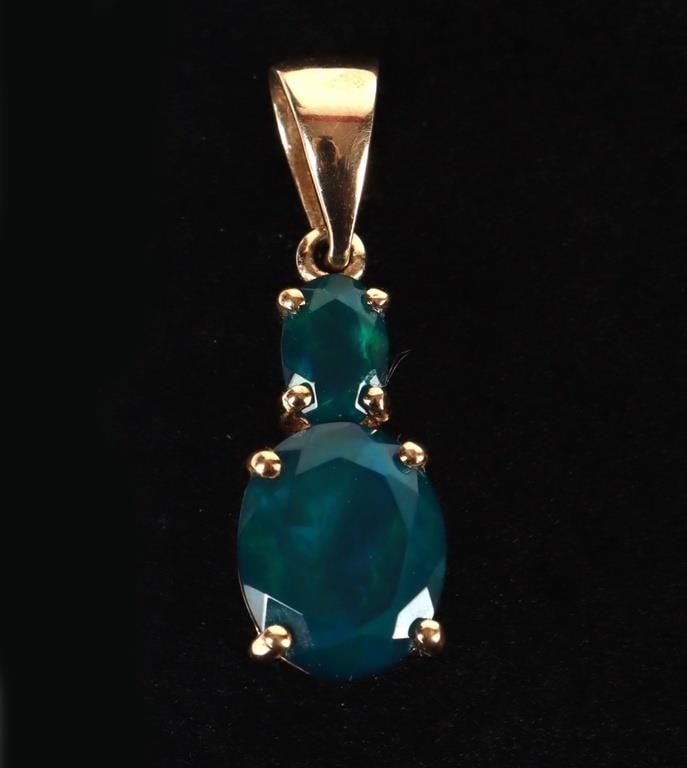 10K GOLD 2 STONE TOURMALINE LADIES PENDANT (1 of 3)