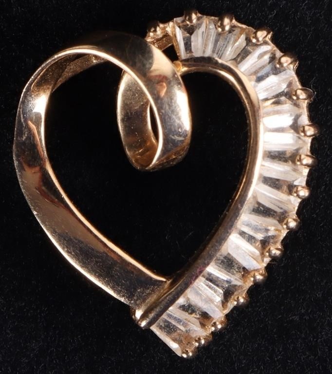 14K YELLOW GOLD TOPAZ LADIES HEART PENDANT (1 of 3)