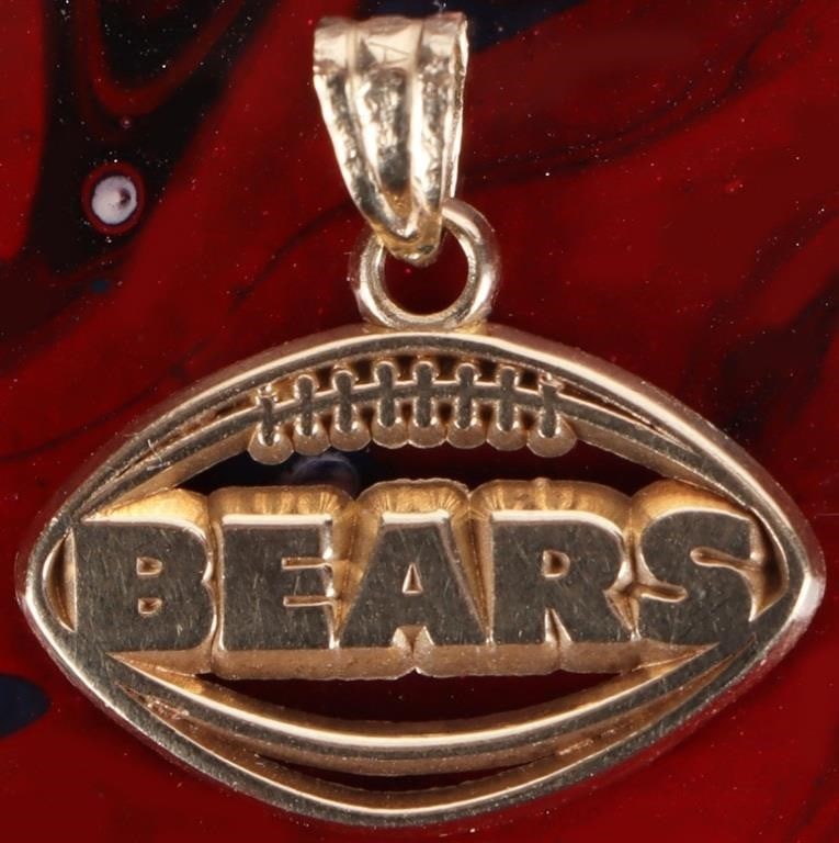 14K YELLOW GOLD BEARS FOOTBALL PENDANT NFL SPORTS (1 of 3)