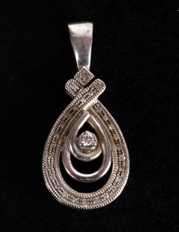 STERLING SILVER LADIES PENDANT WITH DIAMONDS (1 of 3)
