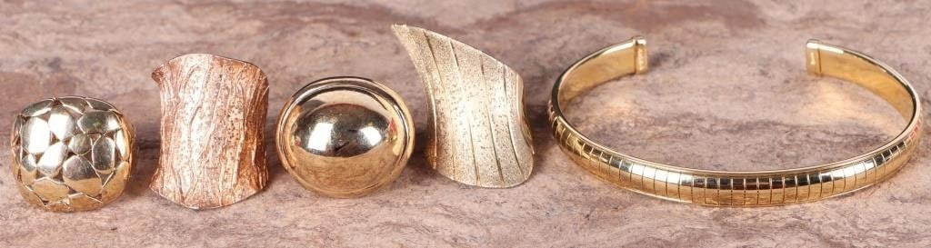 GOLD-TONE STERLING SILVER JEWELRY 4 RINGS 1 BRACE (1 of 6)