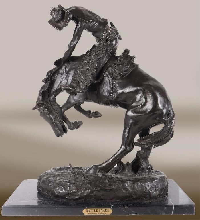 RATTLESNAKE REMINGTON BRONZE REPLICA 21' TALL (1 of 7)