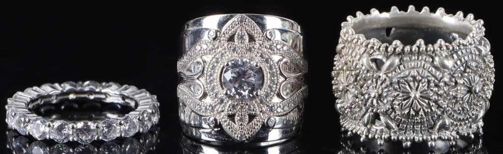 STERLING SILVER LADIES ASSORTED FASHION RINGS (3) (1 of 5)