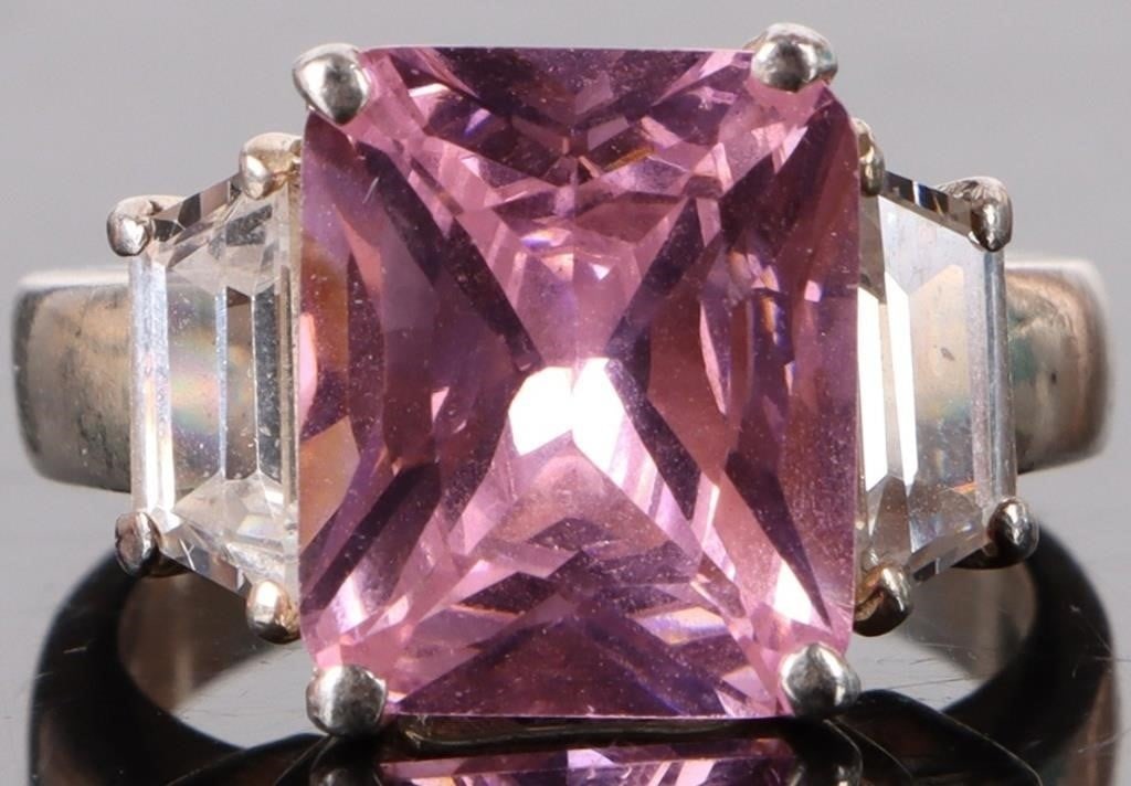 9X11MM PINK CUBIC ZIRCONIUM STERLING SILVER RING (1 of 1)