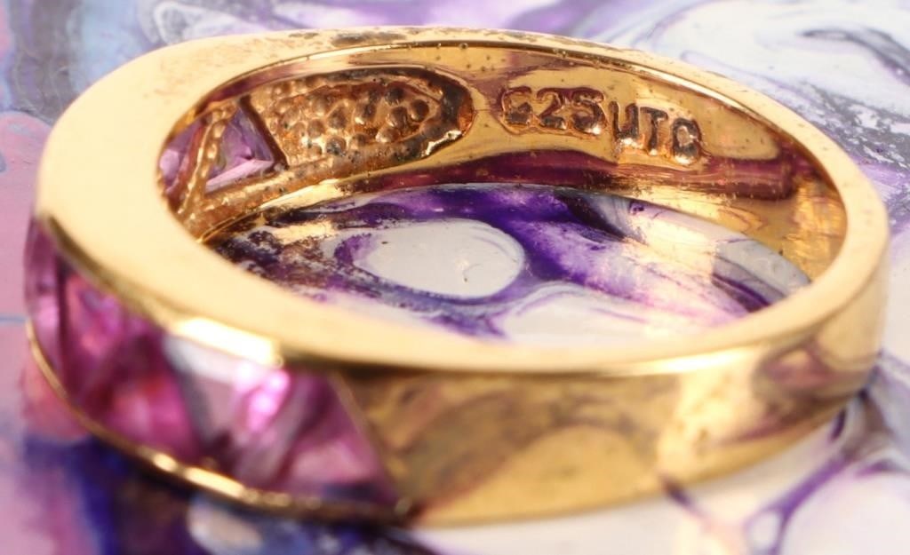 STERLING SILVER TRIANGLE PINK RUBY LADIES RING - 3