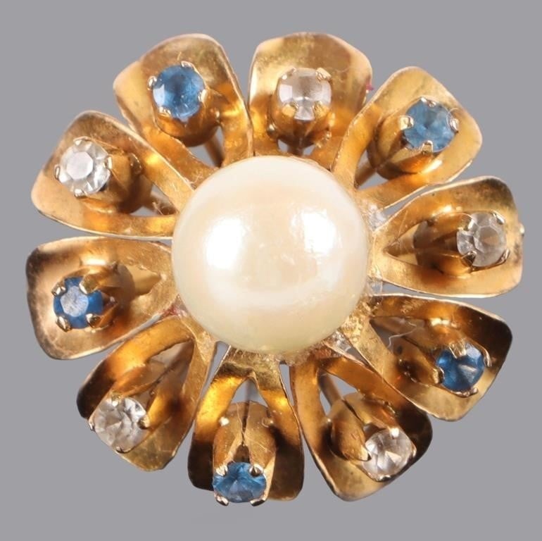 18K YELLOW GOLD QUARTZ SPINEL PEARL LADIES RING (1 of 3)