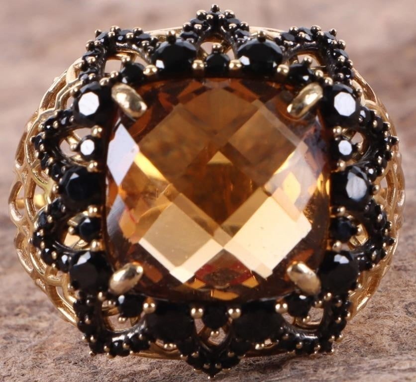 18K YELLOW GOLD FILIGREE CITRINE LADIES RING (1 of 5)