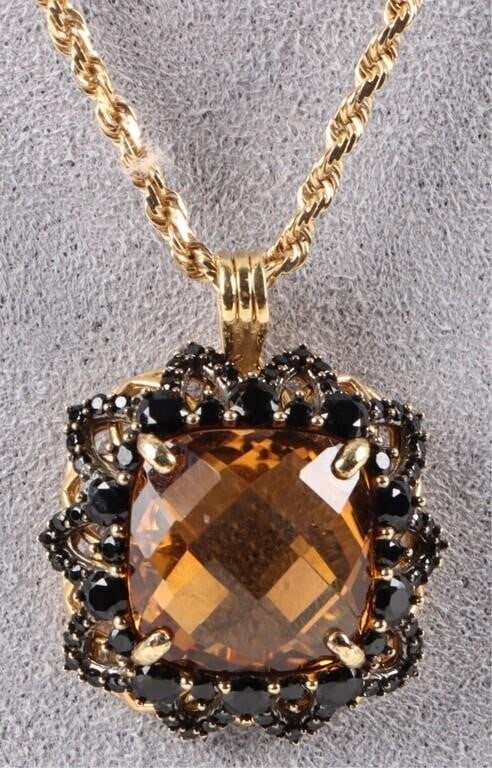 18K YELLOW GOLD FILIGREE CITRINE LADIES NECKLACE (1 of 4)
