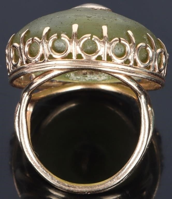 UNIQUE 10K YELLOW GOLD ROMAN GLASS LADIES RING (1 of 3)