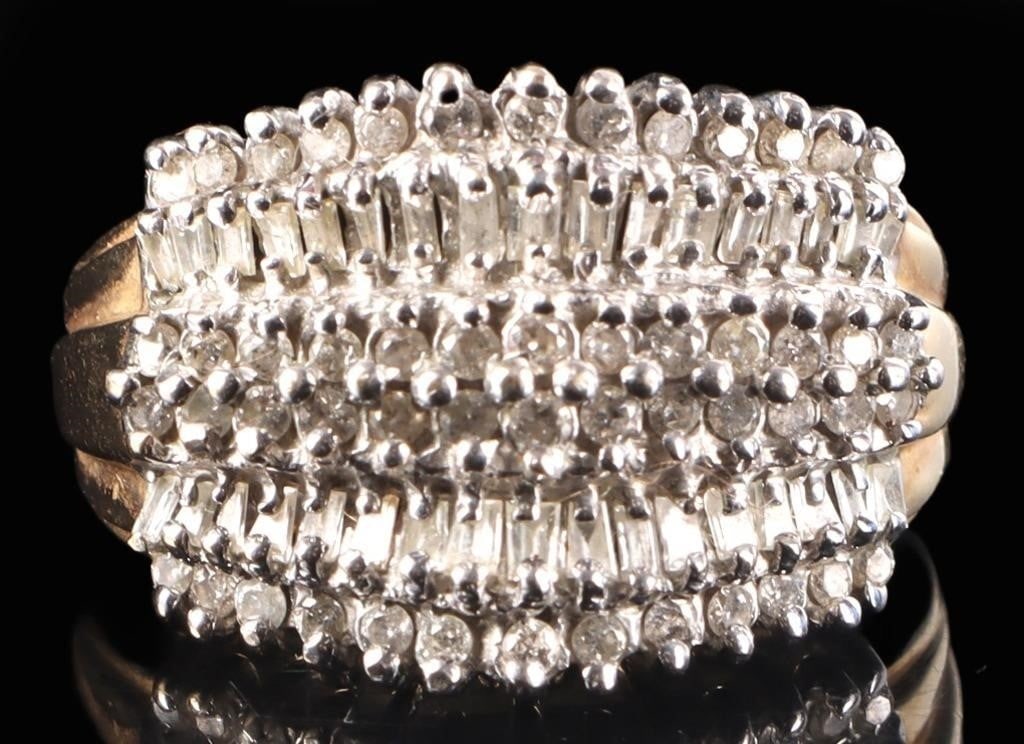 10K YELLOW/WHITE GOLD LADIES RING W/ 86 DIAMONDS (1 of 4)