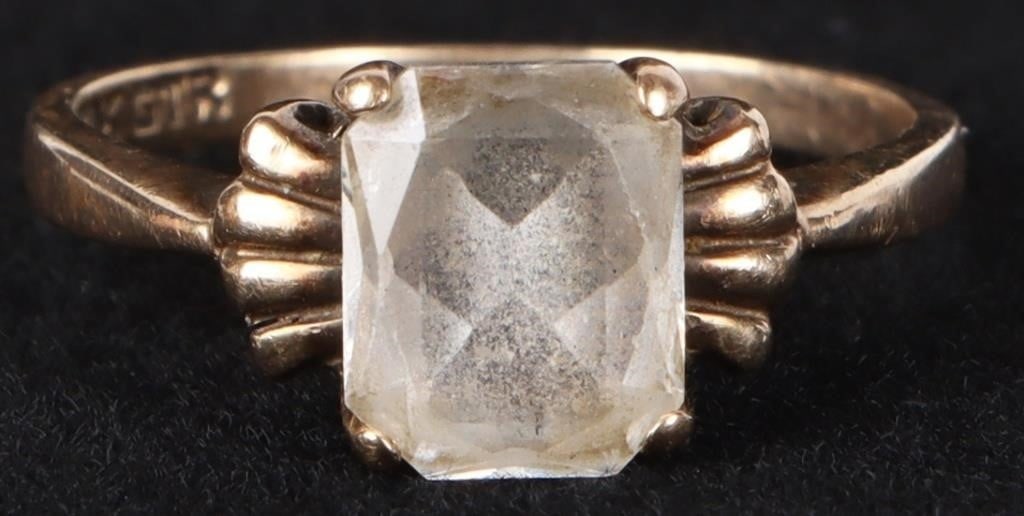 10K YELLOW GOLD ANTIQUE LADIES RING SPINEL GTR (1 of 3)