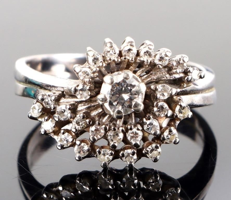 14K WHITE GOLD NATURAL DIAMOND LADIES RING (1 of 4)