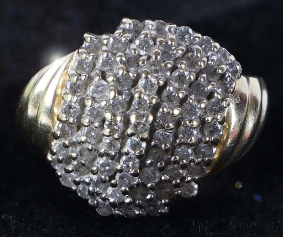 0.94CTW DIAMOND 14K YELLOW GOLD CLUSTER RING (1 of 4)