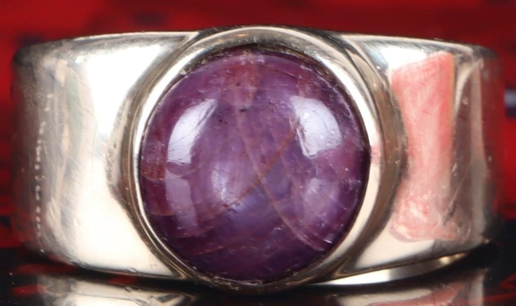 MEN'S 12.2MM STAR RUBY CABOCHON 14K GOLD RING (1 of 5)