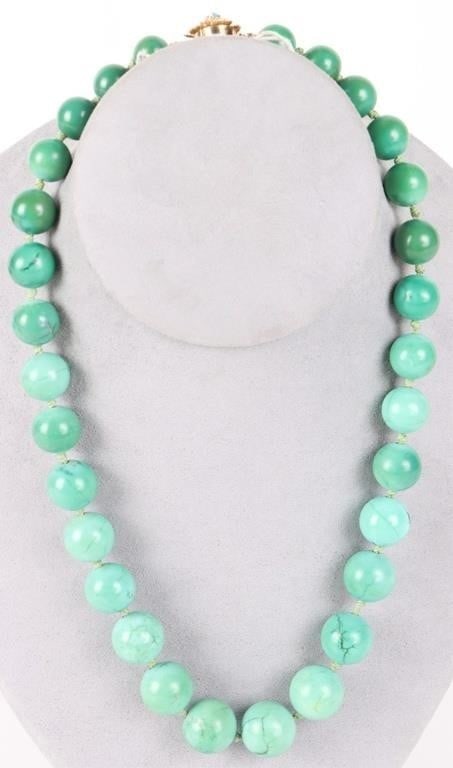 14K YELLOW GOLD CLASP TURQUOISE LADIES NECKLACE (1 of 5)