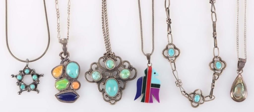 STERLING SILVER SOUTHWEST STYLE NECKLACES (6) (1 of 3)