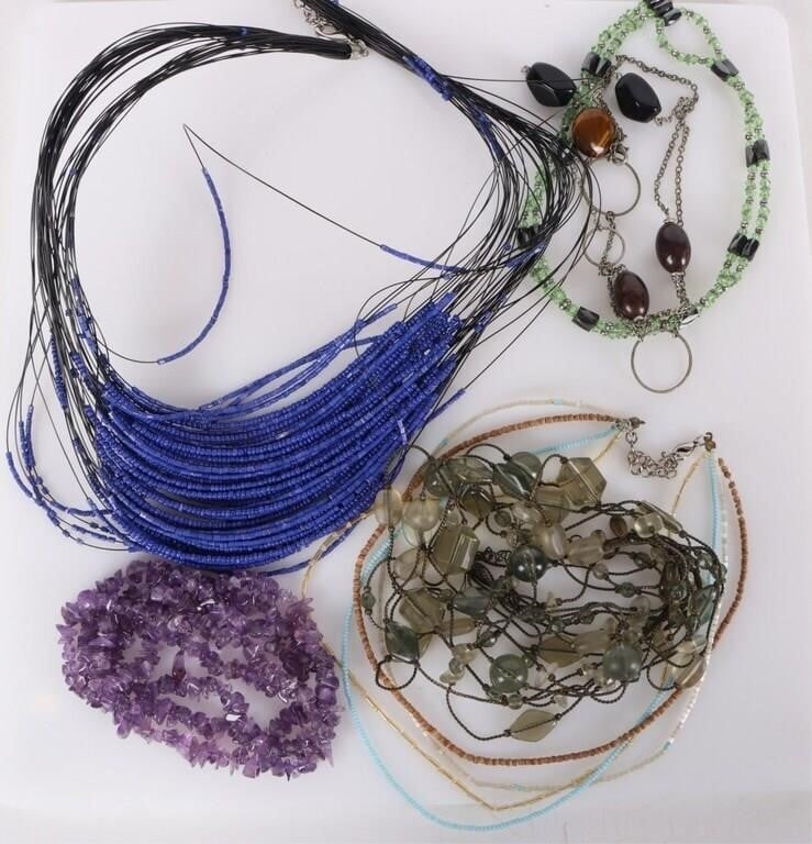 LADIES NECKLACES W/ COLORFUL BEADS LOT OF SIX (1 of 7)