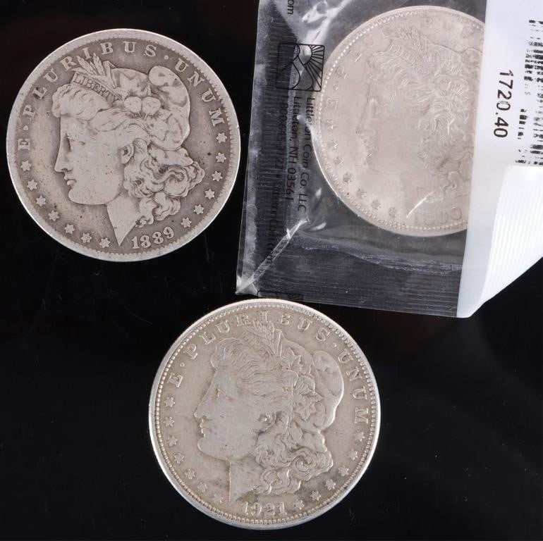 US MORGAN SILVER DOLLARS 1889, 1900, 1921 LOT OF 3 (1 of 4)