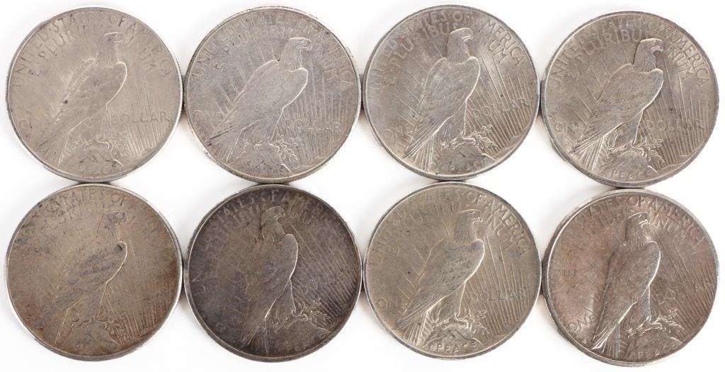 ASSORTED 90% SILVER LIBERTY PEACE DOLLARS - (8) (1 of 4)