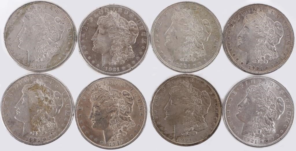 ASSORTED 90% SILVER MORGAN DOLLARS - (8) (1 of 2)