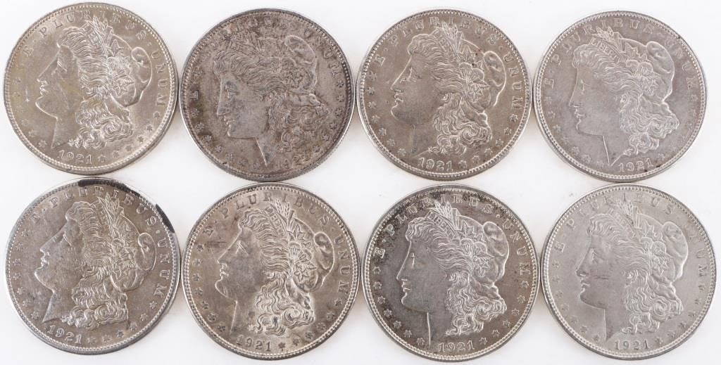ASSORTED 90% SILVER MORGAN DOLLARS - (8) - 2