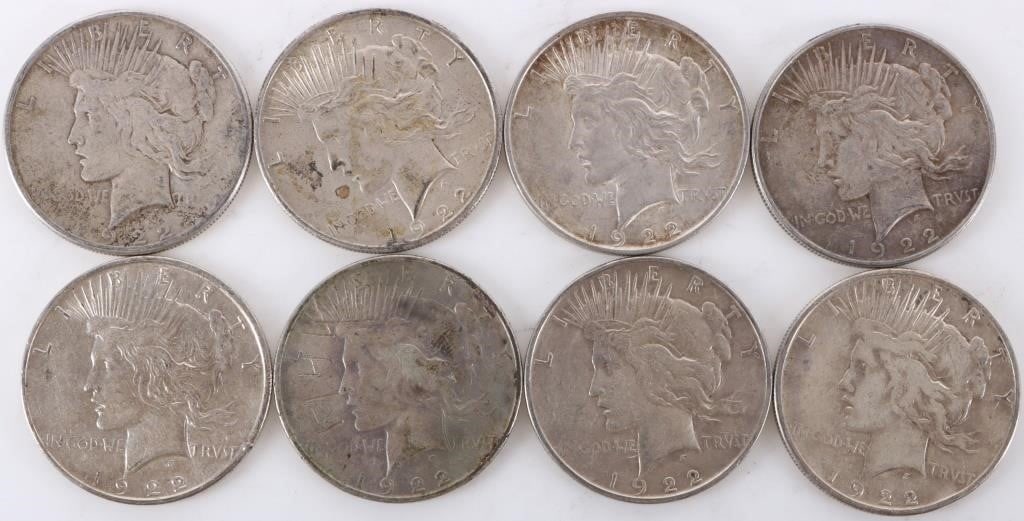 ASSORTED 90% SILVER LIBERTY PEACE DOLLARS - (8) (1 of 2)