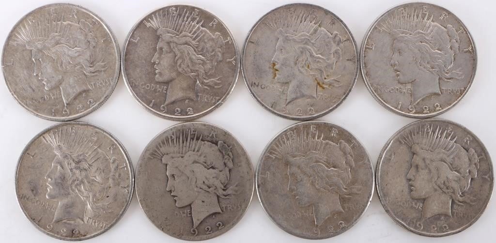 ASSORTED 90% SILVER LIBERTY PEACE DOLLARS - (8) (1 of 2)