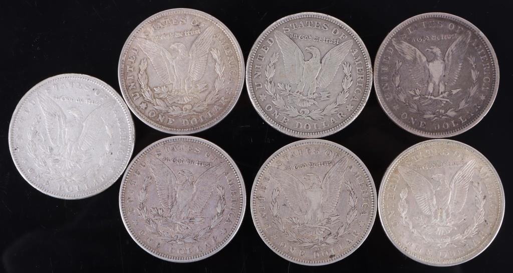 ASSORTED 90% SILVER U.S. MORGAN DOLLARS - (7) - 2