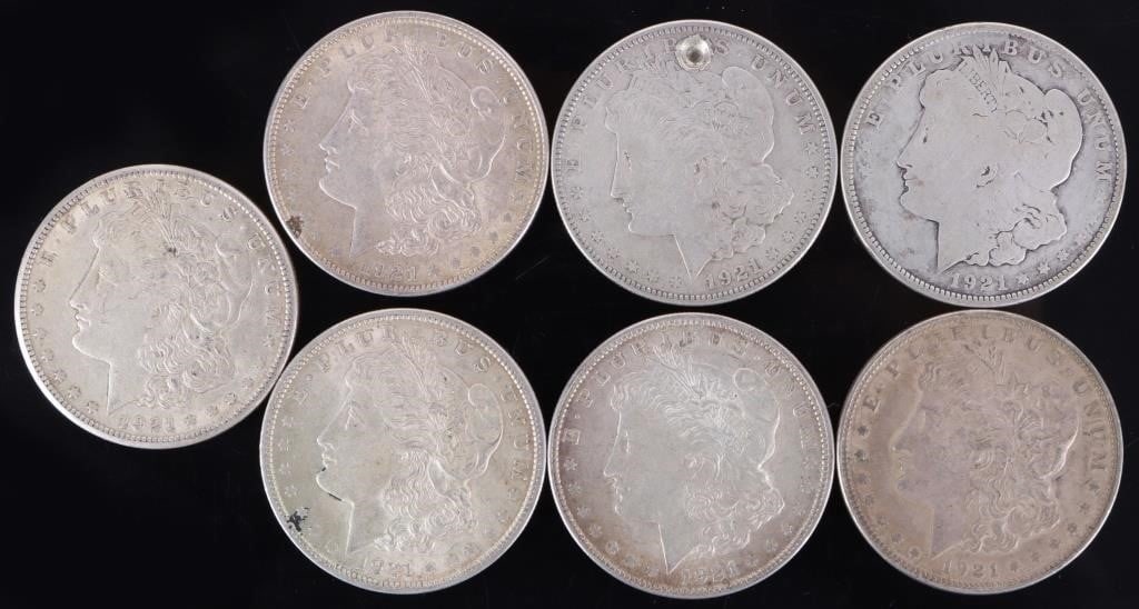 ASSORTED 90% SILVER U.S. MORGAN DOLLARS - (7) (1 of 2)