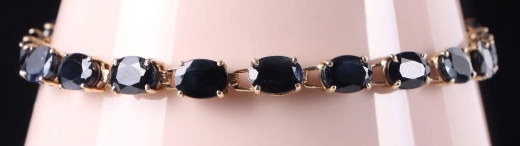 10K YELLOW GOLD LADIES BRACELET W/ LONDON TOPAZ (1 of 4)