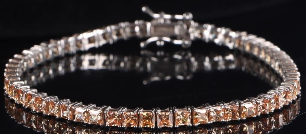 STERLING SILVER ADAMANTINE ORANGE CZ BRACELET (1 of 4)
