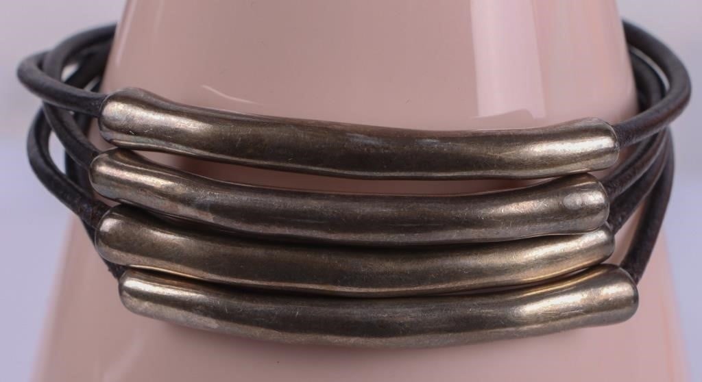 UNO DE 50 STERLING SILVER LADIES BRACELET: Uno De 50 sterling silver ladies bracelet.Weight: 36.6 gramsSize: 8.0" lengthCondition: Some tarnishing, see images.