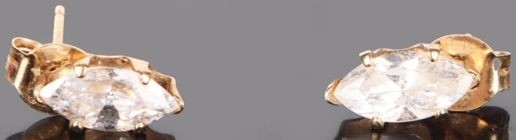 10K YELLOW GOLD CZ LADIES STUD EARRINGS (1 of 3)