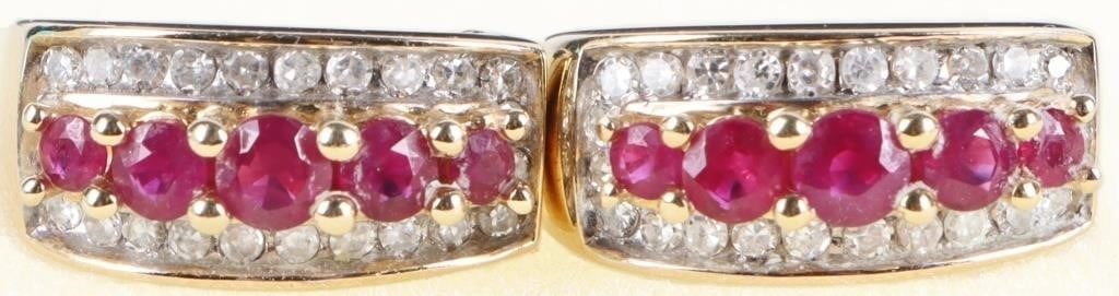 .48CTW 14K YELLOW GOLD EARRINGS W/ RUBY & DIAMOND (1 of 5)