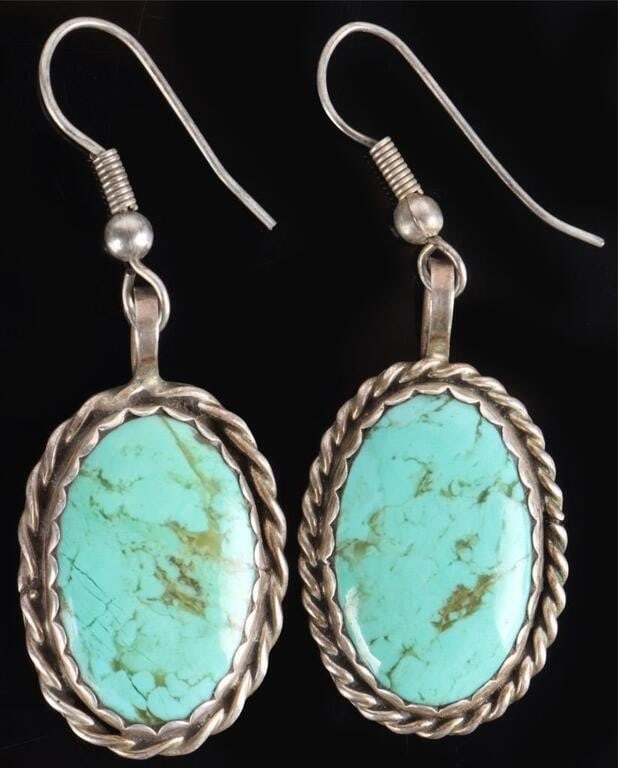 N. LEE VINTAGE NAVAJO 0.925 TURQUOISE EARRINGS (1 of 4)