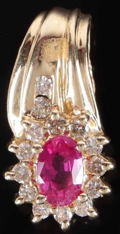 14K YELLOW GOLD LADIES PENDANT W DIAMONDS SAPPHIRE (1 of 3)