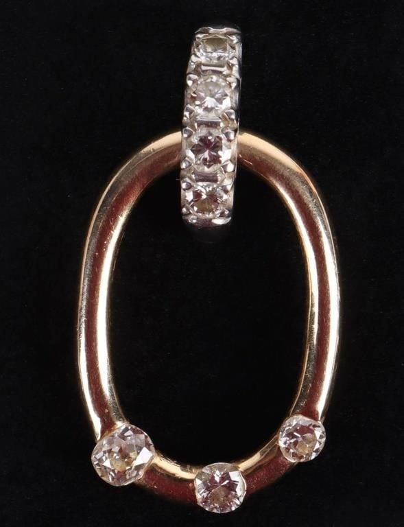 2CTW DIAMOND & 14K GOLD OVAL LADIES PENDANT (1 of 3)