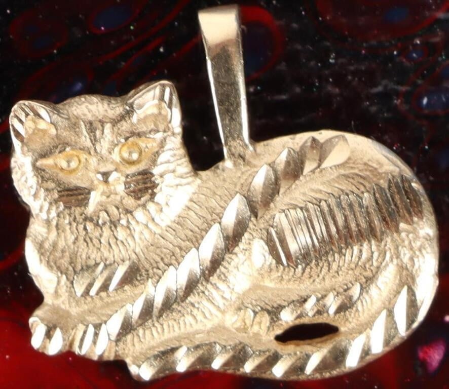 14K YELLOW GOLD LADIES PENDANT SUPER CUTE CAT (1 of 3)