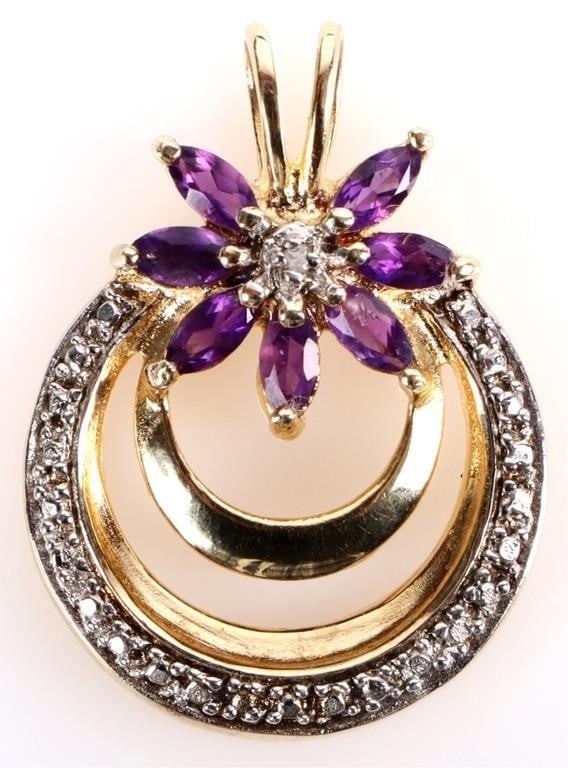STERLING SILVER AMETHYST DIAMOND LADIES PENDANT (1 of 4)