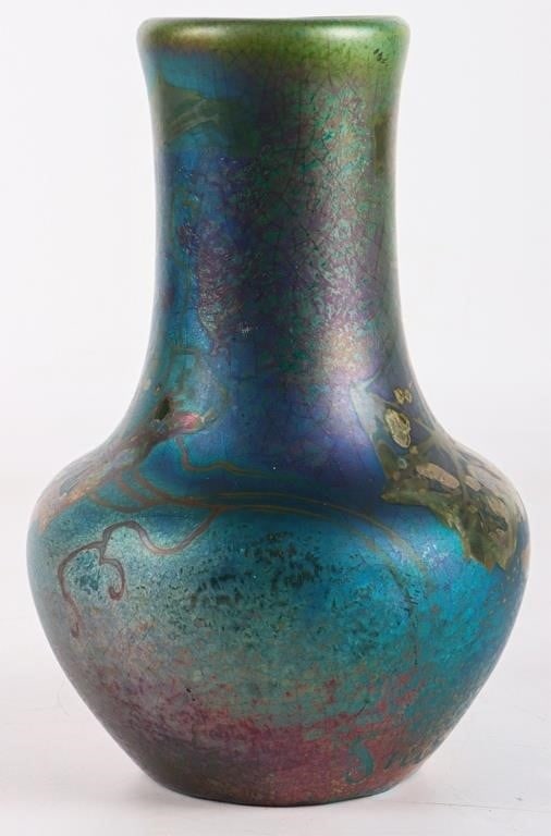 VINTAGE CRAQUELURE PORCELAIN HAND-PAINTED VASE (1 of 4)