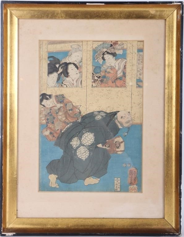 JAPANESE WOODBLOCK HARU NO KOTOBUKI BY UTAGAWA (1 of 3)