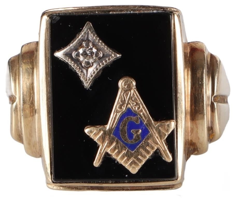 10K YELLOW GOLD GRANDMASTER MASON MENS RING (1 of 4)