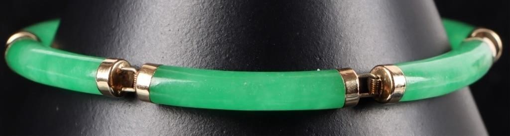 14K YELLOW GOLD IMPERIAL JADE LADIES BRACELET (1 of 4)
